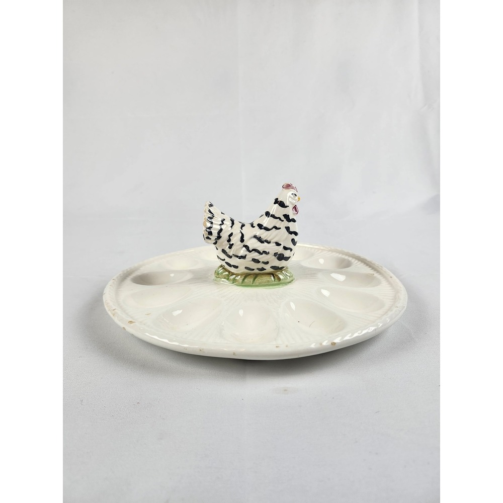 Vintage Weiss Hand Painted Brazil Hen Chicks Deviled Egg Platter Easter Decor - Picture 3 of 10